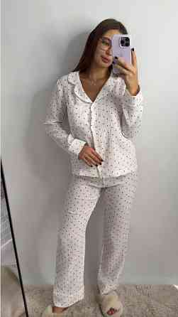 Женский комплект из натуральной ткани Сердечки, Белый, XS-S Харьков