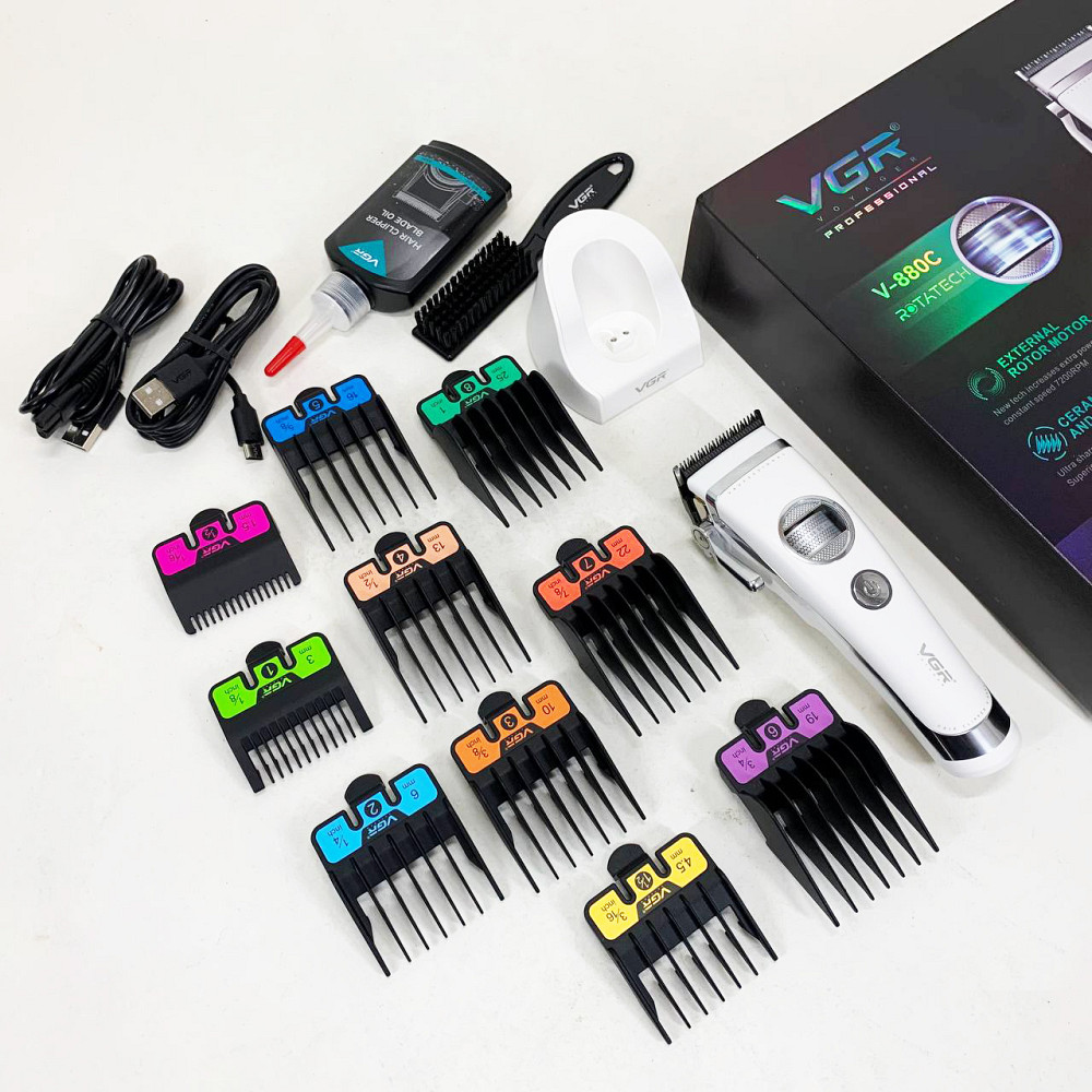 Перукарські машинки професійні VGR V-880C, Тример для складної стрижки волосся, Тример для скронь UG-82 Львів - фото 13