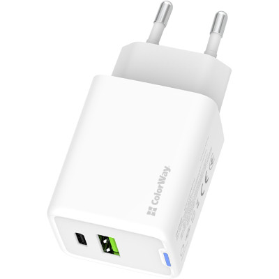 Зарядное устройство ColorWay C101E GaN Mini 45W PD PPS USB-C + USB-A QC4.0 white (CW-CHS060PD-WT) Винница - изображение 10