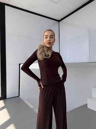 Жіночий прогулянковий костюм-двійка турецький віскоза Шоколад Одеса