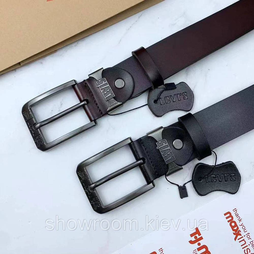 Мужской брендовый ремень Levis (515) brown Киев - изображение 4