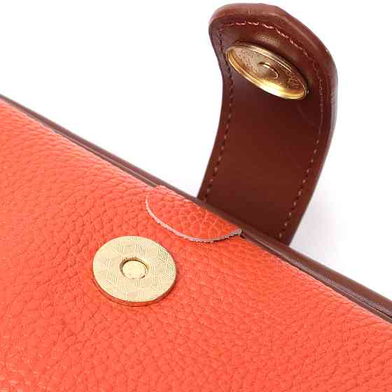 Яскравий клатч з цікавою клямкою з натуральної шкіри Vintage 22424 Оранжевий Київ