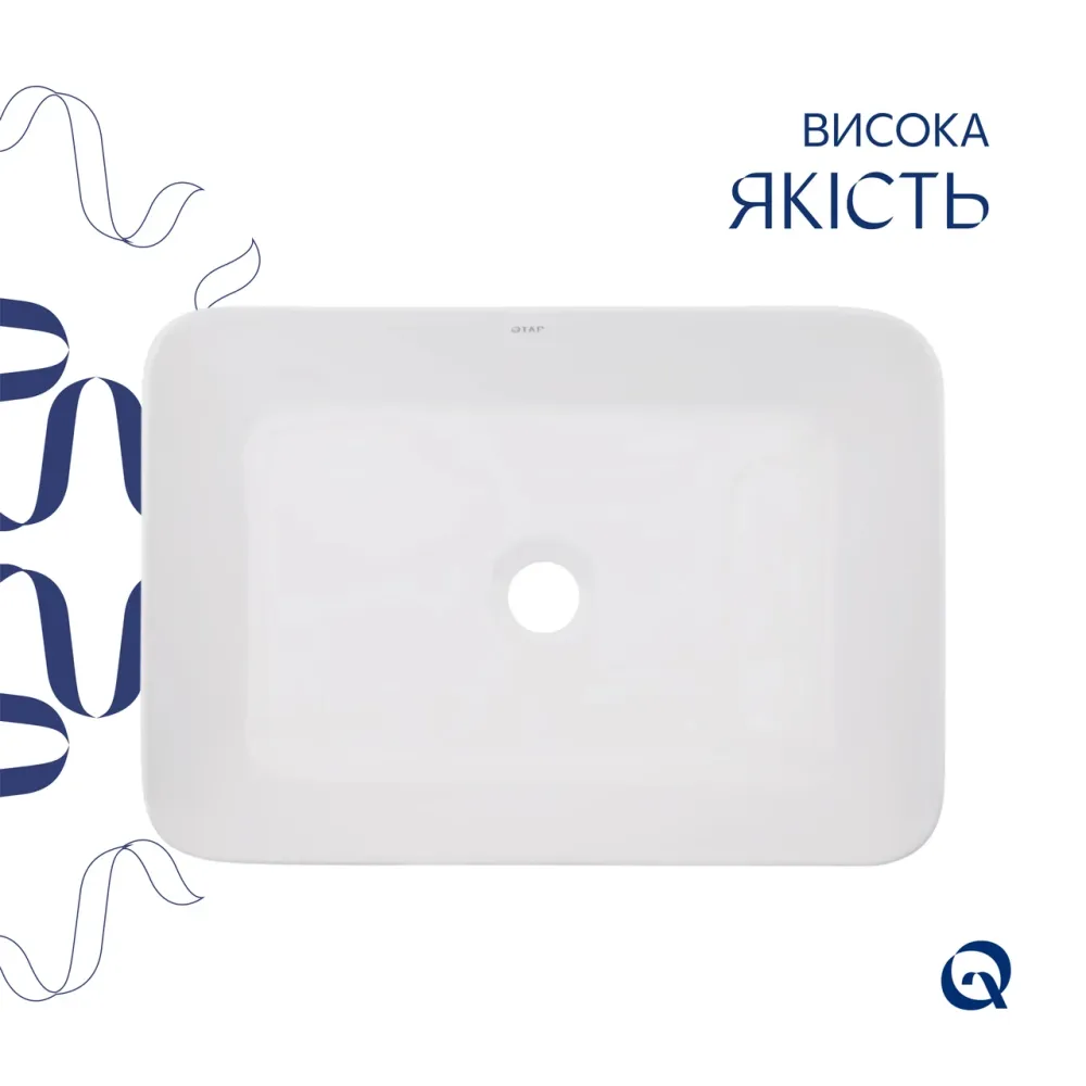 Комплект Qtap Virgo: Раковина накладная прямоугольная 490х350х110 мм White + Донный клапан PU02 Киев - изображение 10