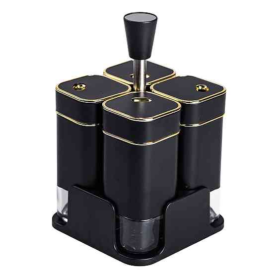 Yiwu Набір для спецій на підставці 4 предмети 10х10х17 см ємності для приправ 120 мл Чорний HP- Коломия
