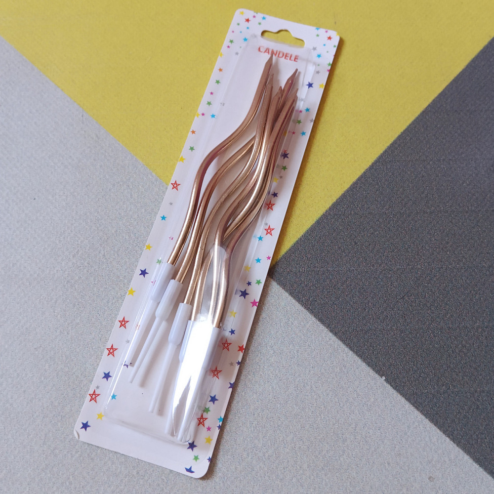 Свічки для торта "хвилясті" 6 шт. рожеве золото Київ - фото 1