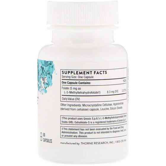 Метилфолат Thorne 5-MTHF 5 мг 60 капсул Київ