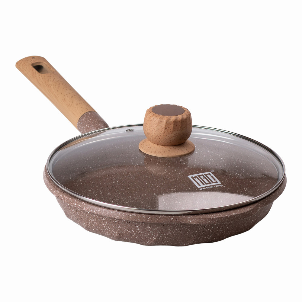 Бежевая мраморная сковорода Ø 26 см с антипригарным покрытием Киев - изображение 7