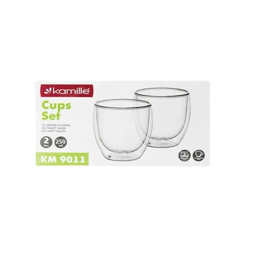 Набір склянок 2шт 250мл з подвійними стінками скло 9011 KAMILLE Житомир - изображение 7