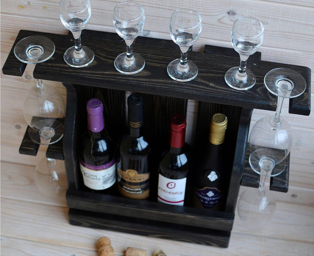 Настінна винна полиця "Накагута 4" венге Миколаїв - фото 1