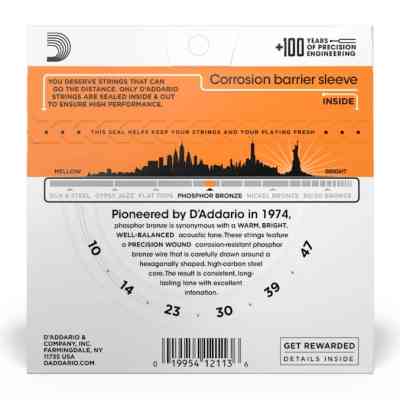 Струны для гитары D'Addario Phosphor Bronze Extra Light (10-47) (EJ15) Винница