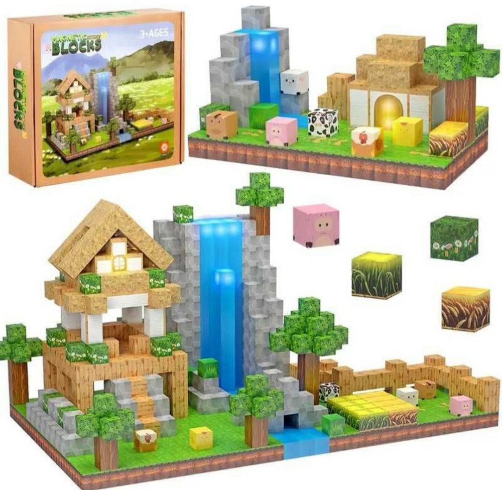 Магнітний конструктор "Ферма Minecraft" 138 деталей | Подарункова коробка | Гра для дітей від 3 років Київ - фото 1