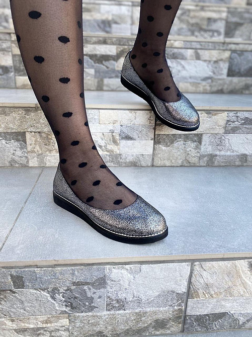 Injers Балетки жіночі INJERS срібні натуральна шкіра-сатин розмір 36-37 (1294) Коломыя - изображение 2