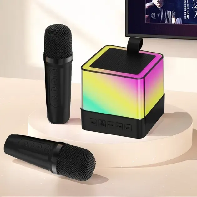 Портативная Bluetooth колонка K18 с LED подсветкой 2 микрофона черный Коломыя - изображение 5