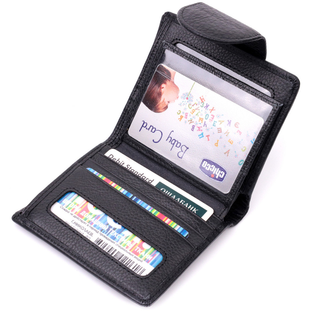 Надійний гаманець для жінок вертикального типу із натуральної шкіри Чорний (ST Leather) Київ - фото 10