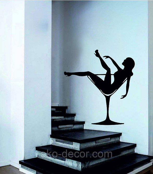 Декоративное настенное Панно «Девушка в бокале», Декор на стену 70*65 см, Черный Киев - изображение 3