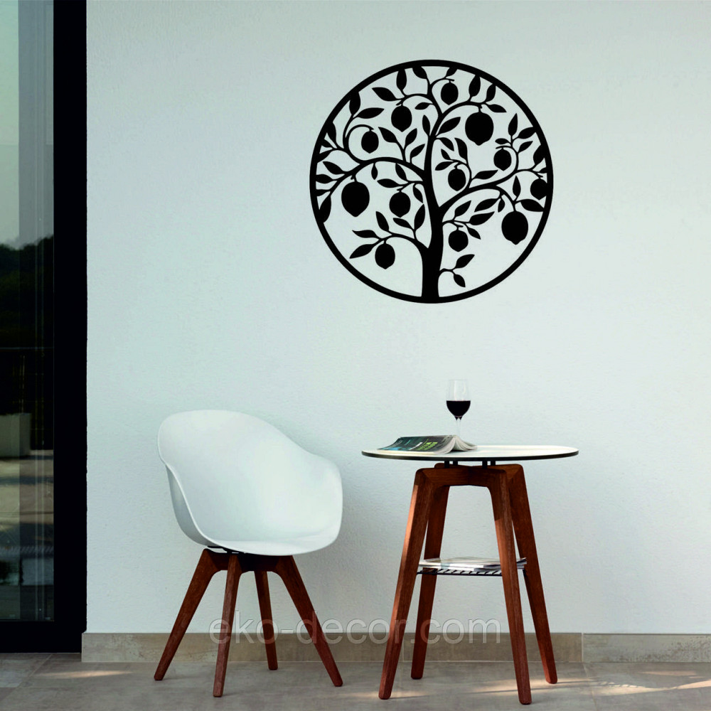 Декоративное настенное 3D Панно «Дерево в кругу» Декор на стену с объемом 90*90 см, Черный Киев - изображение 7