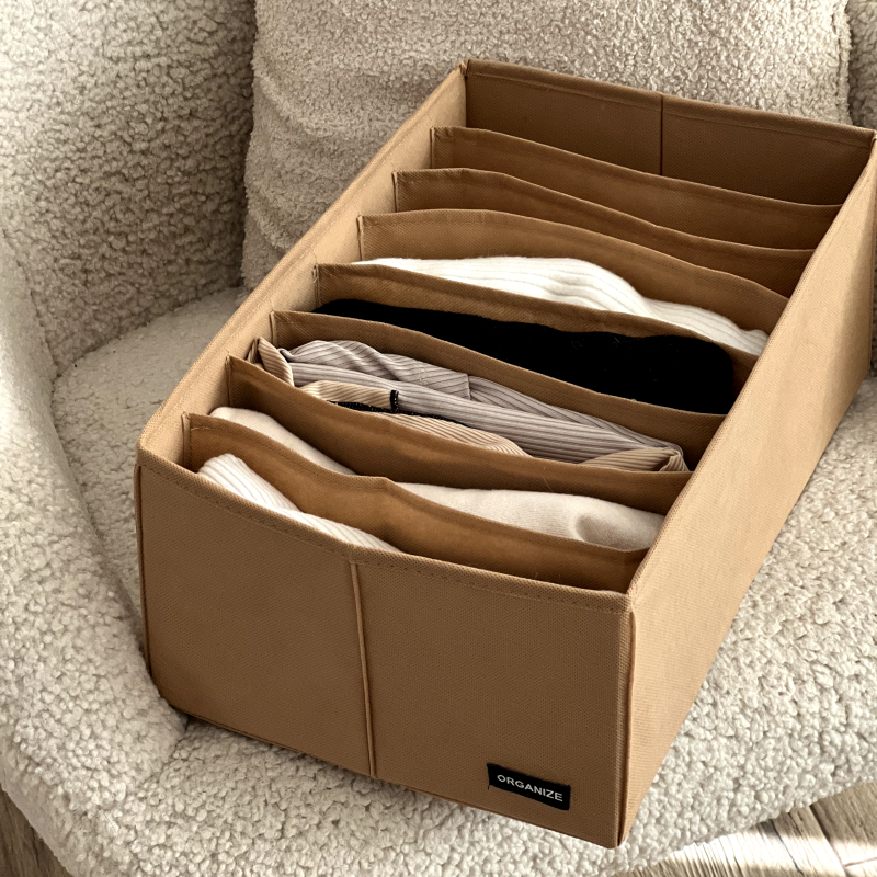 Ящик для зберігання на вісім відділень 40х25х16 см HY-40-Bezh (Бежевий) Суми - фото 3