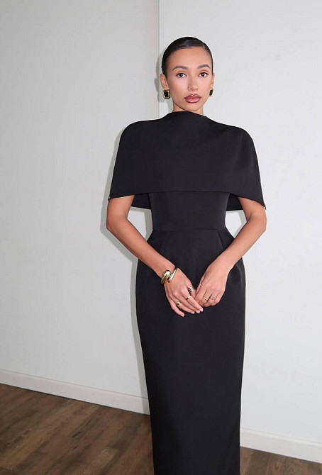 Жіночий елегантний вечірній костюм плаття + накидка костюмка Чорний, 44/46 Одеса - фото 2