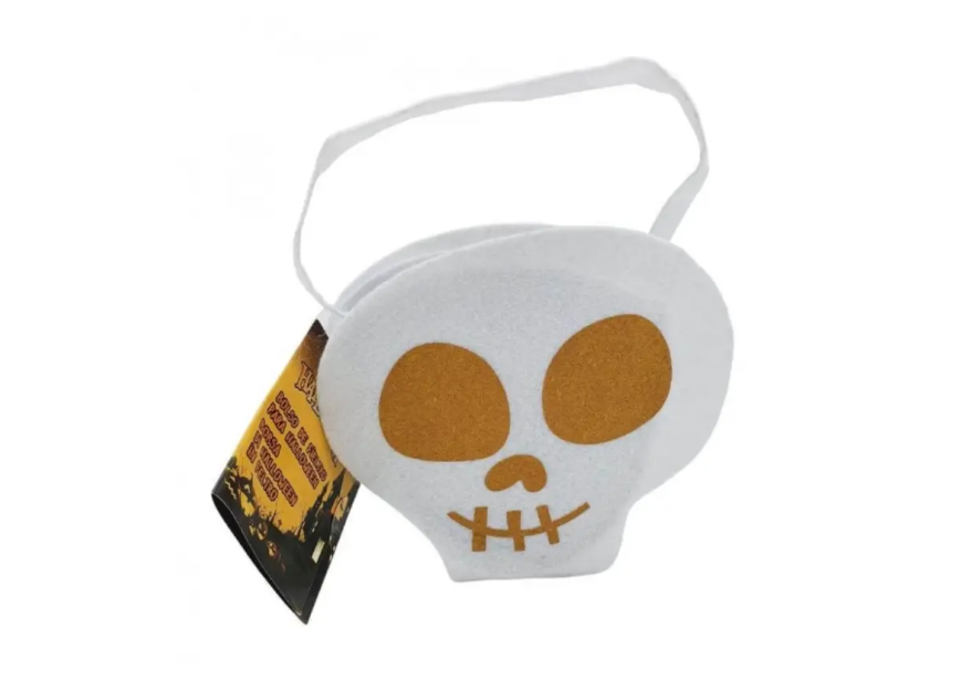 Сумка для конфет на хэллоуин Череп 15 на 16 см бело-золотистый Киев - изображение 2