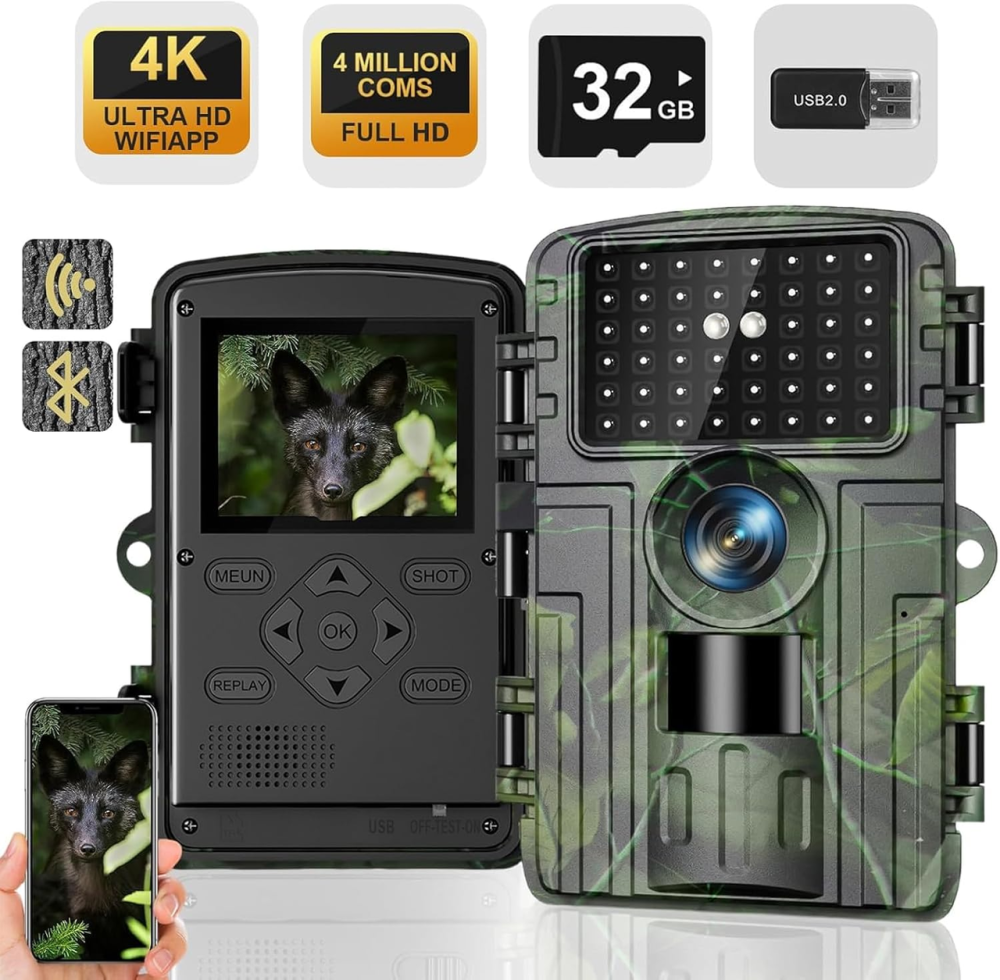 Фотопастка Lutranstra PR5000 Wi-Fi 4K 60Мп: Камера для дикой природы с датчиком движения 0.1с, Ночное видение 25м, IP66 + SD 32GB Киев - изображение 2