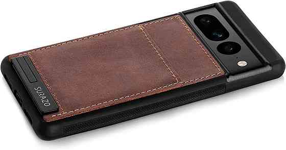 Чехол для Google Pixel 7 Pro из натуральной кожи, ударопрочный, со слотом для карты, подставкой, коричневый Киев