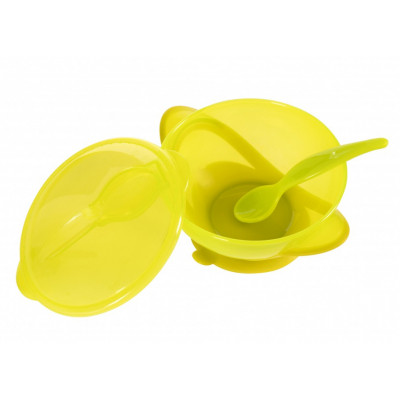 Набір дитячого посуду Baby Team Тарілка на присосі з кришкою і ложкою 290 мл (6002_зелений) Вінниця - фото 4