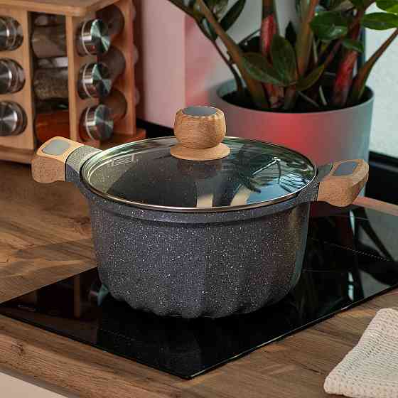 Кастрюля алюминиевая 5 л с крышкой и мраморным покрытием Киев