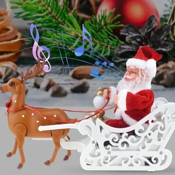 Музыкальная игрушка "Санта Клаус с оленем на санях" Коломыя