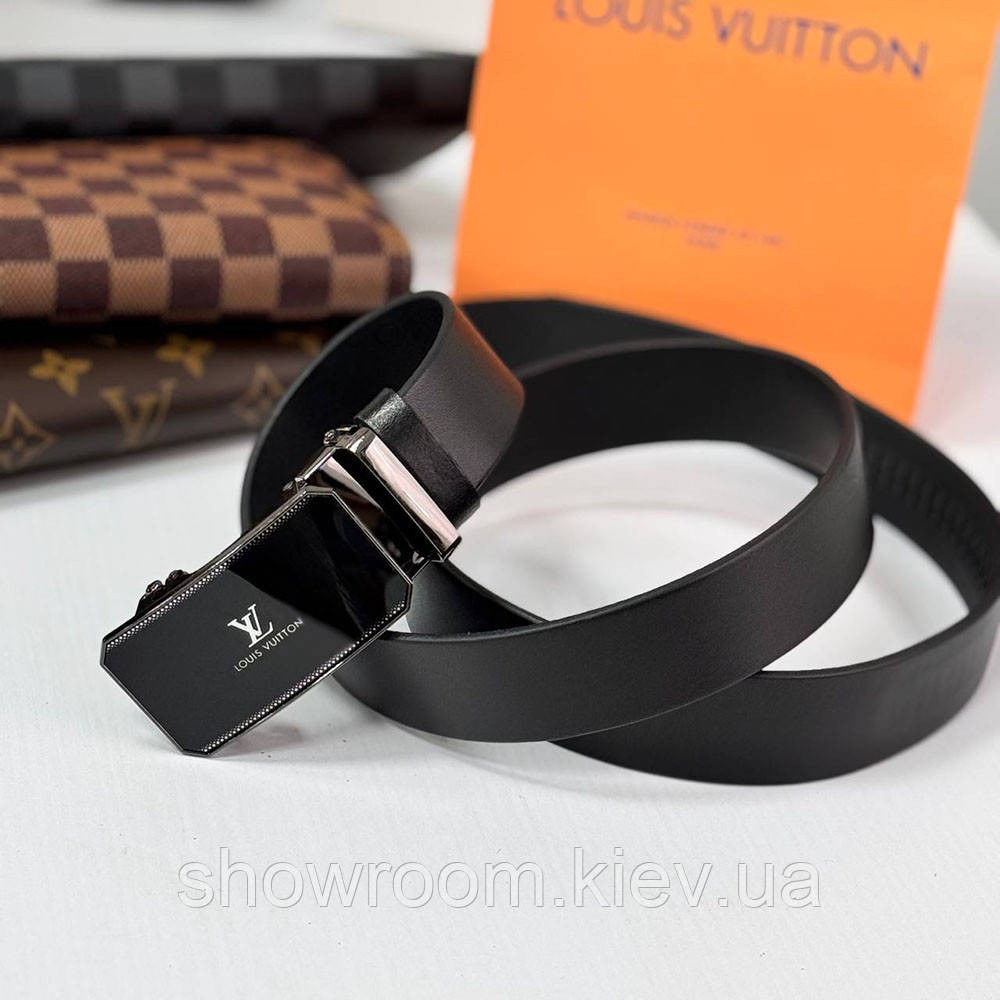 Мужской кожаный ремень автомат LV (7112) Киев - изображение 2