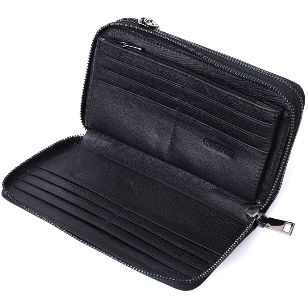 Мужской кожаный клатч для карт купюр и документов ST Leather 22684 Черный Киев - изображение 16