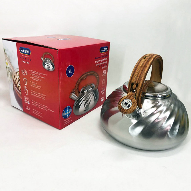 Міцний чайник зі свистком для кухні Magio MG-1194 3 л, Чайник зі свистком з важким дном LS-49 Львів - фото 9