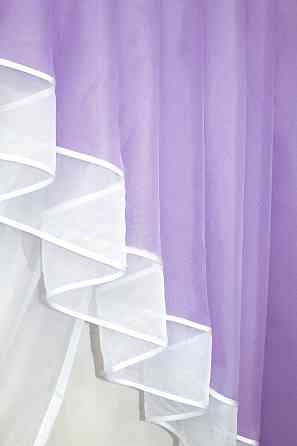 Кухонний комплект VR-Textil № 062к шторка з ламбрекеном бузковий з білим 150х170 см (50-326) Киев