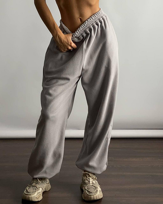 Женский теплый прогулочный костюм двойка: кофта и штаны микрофлис Серый Одесса - изображение 3