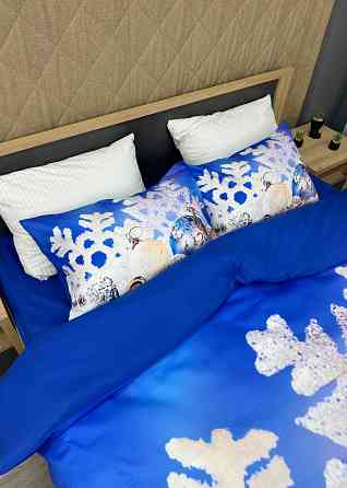 Комплект постільної білизни Фланель, Євро 200х220 з Різдвяним (Новорічним) принтом (88-199) Київ