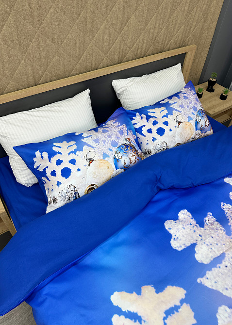 Комплект постільної білизни Фланель, Євро 200х220 з Різдвяним (Новорічним) принтом (88-199) Київ - фото 2