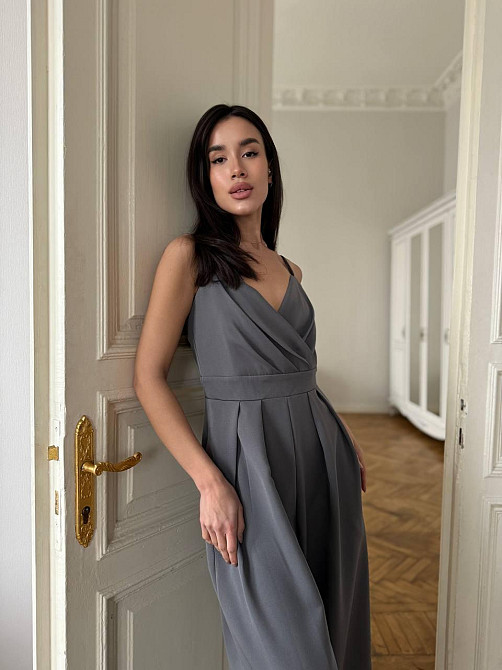 Стильний жіночий елегантний комбінезон костюмка преміум'якості Графіт, 42 Одеса - фото 8