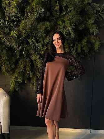 Вечірня сукня з прозорими рукавами Sofira 42-44, Шоколадний Київ