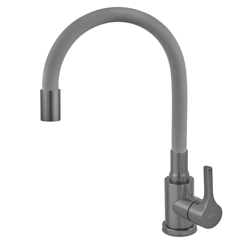 Змішувач для кухні Zerix Rex-011 Graphite Refl.Grey з нержавіючої сталі (Колір графіт+силіконовий вилив сірий) (ZX6130)   ( 28105 Харьков - изображение 2