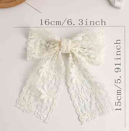 Заколка бантик з мережива для волосся, біла, 1 шт Київ