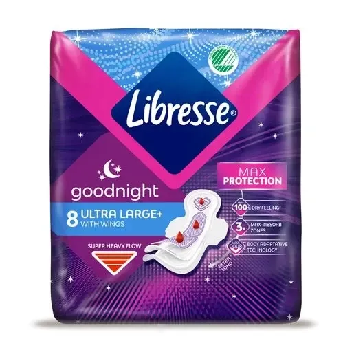 Нічні гігієнічні прокладки Libresse Ultra Large+ Goodnight Soft 8 шт. Київ - фото 1