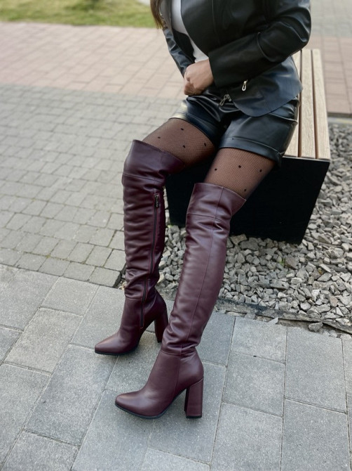 Nivelle Ботфорти жіночі NIVELLE марсала натуральна шкіра висота 50см обхват гомілки 35-37см каб Коломия - фото 9