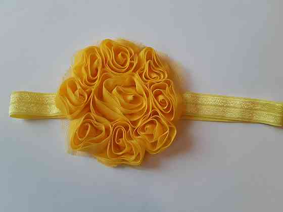 Дитяча пов'язка жовта - окружність 42-55см, квітка 8см Київ