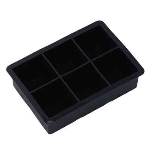 Форма силиконовая для льда 6 ячеек 5 см с крышкой черного цвета, для домашнего и барного использования Киев