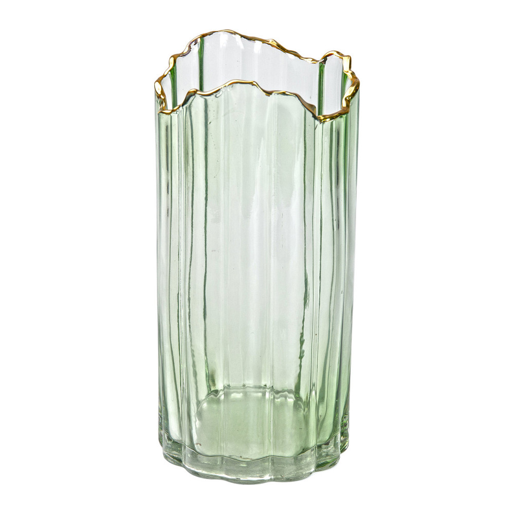 Yiwu Декоративна ваза із зеленого скла із золотим обідком 24,5 см HP-1715 Коломия - фото 2