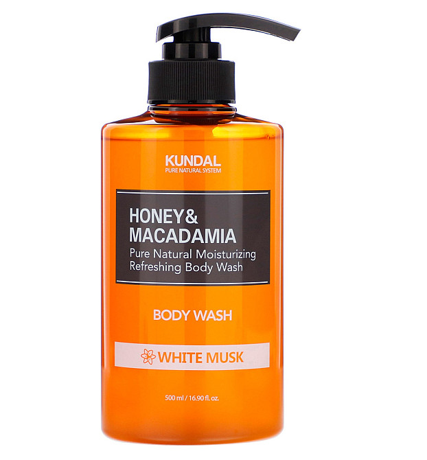Поживний ароматичний гель для душу Honey & Macadamia Body White Musk Kundal 500 мл Київ - фото 1