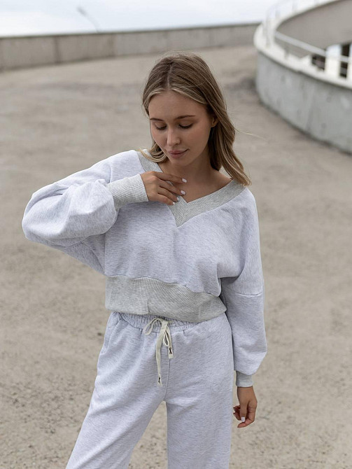 Женский базовый прогулочный костюм двойка: кофта и штаны турецкая трехнить пенье Меланж Одесса - изображение 7