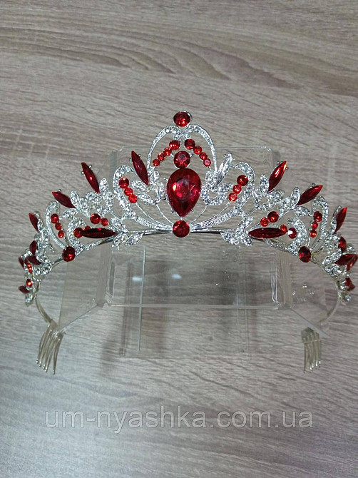 Діадема на обручі Корона золота з червоними каменями Кривий Ріг - фото 1