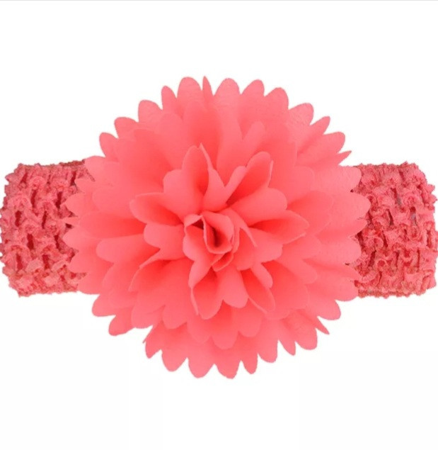 Повязка для девочки на голову с цветком 30-50 см коралловый Киев - изображение 1