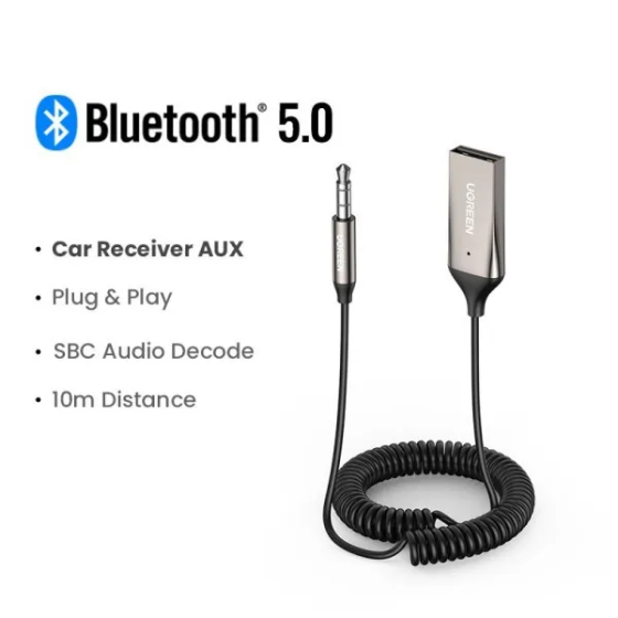 Bluetooth бездротовий ресивер UGREEN CM309 Bluetooth Car Receiver Aux with Mic (Space Gray)(UGR-70601) UGR-70601 Одеса