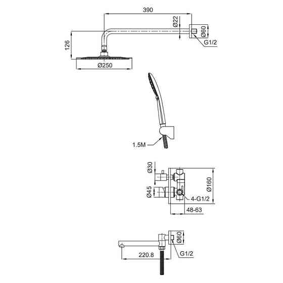 Вбудована душова система Koer KI-66018-02     ( KR4794 ) 23170 Харків